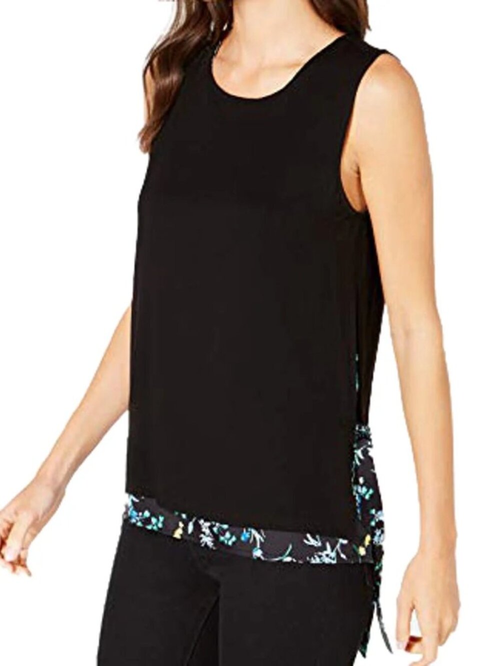 DKNY Black Top with Exposed Floral Lining